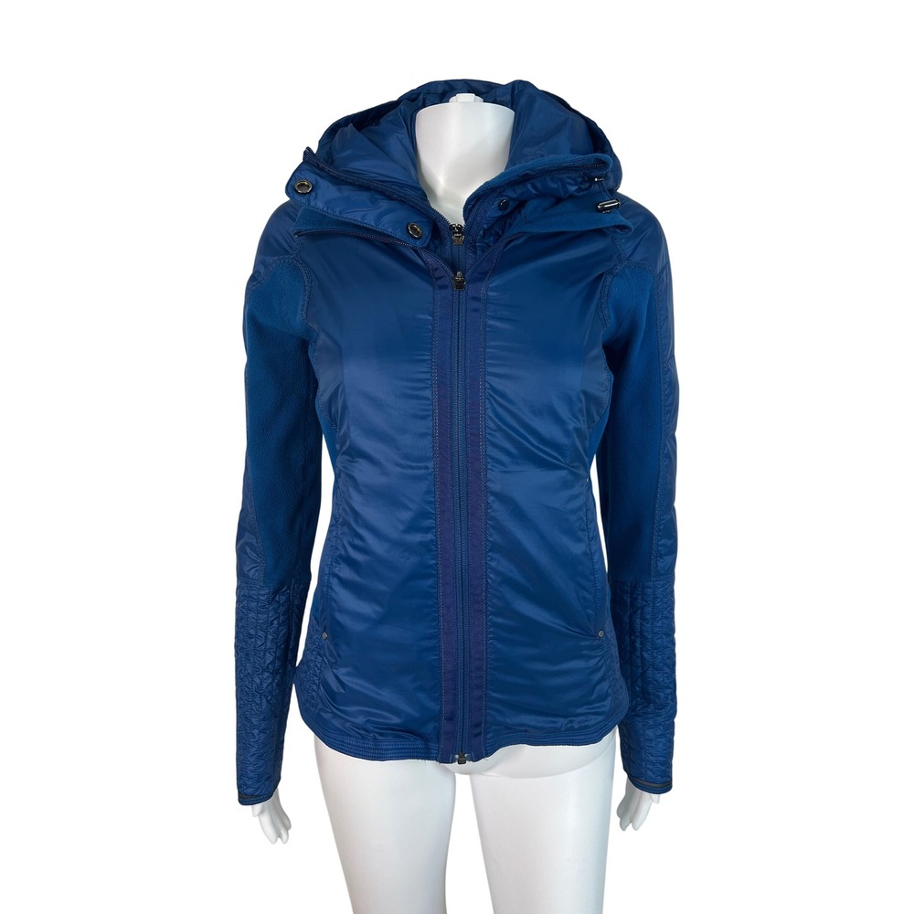Lululemon Blue Bundle Up Quilted Fleece Hooded Jacket Size 4 Activewear Running